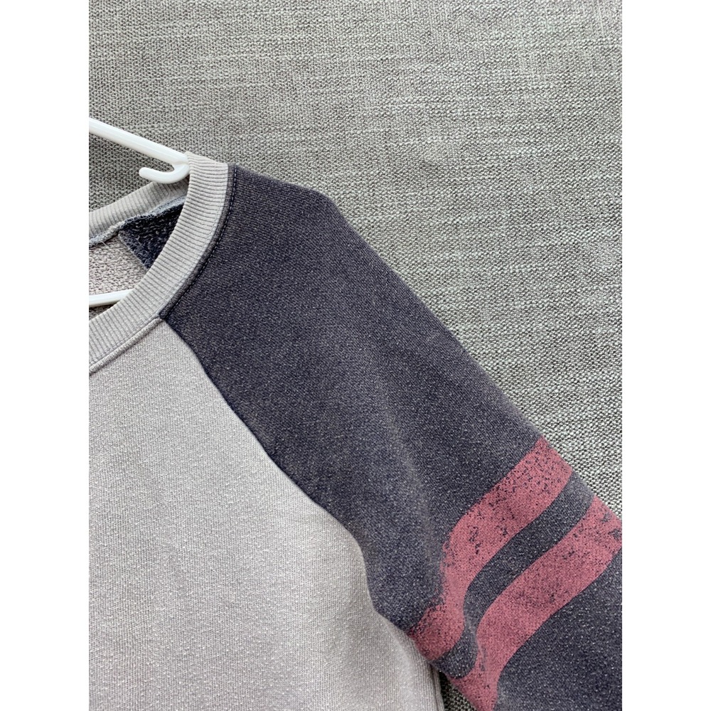 Maurices Sweatshirt Womens Small Gray Varsity Stripe Fleece Lined Raglan Sleeve - Picture 3 of 10